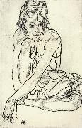 Egon Schiele Squatting Woman oil painting